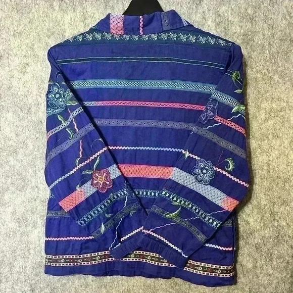Tantrums Vintage Women’s Flower Embroidered Cotton Jacket - Small - Picture 5 of 6